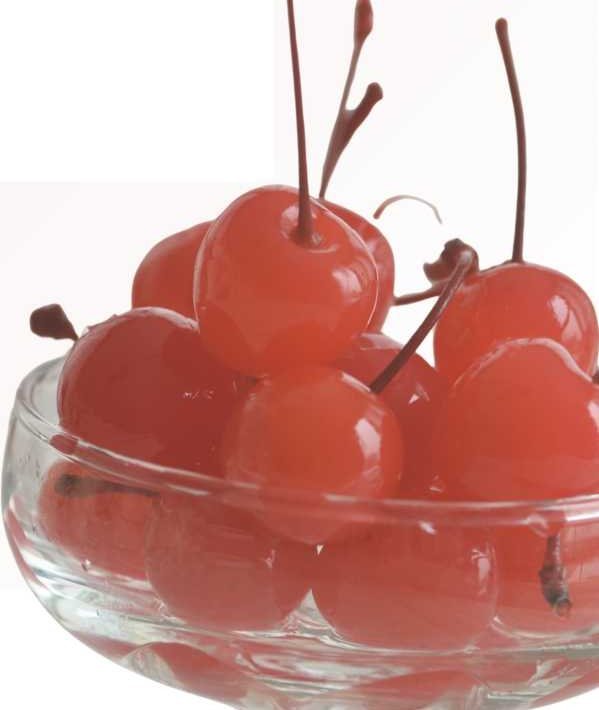 Maraschino cherries used as a cocktail garnish